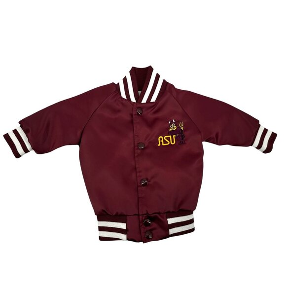 Vintage Chalk Line ASU Baby Jacket 12 Months Satin Snap Button Sun Devils Maroon - Picture 1 of 6